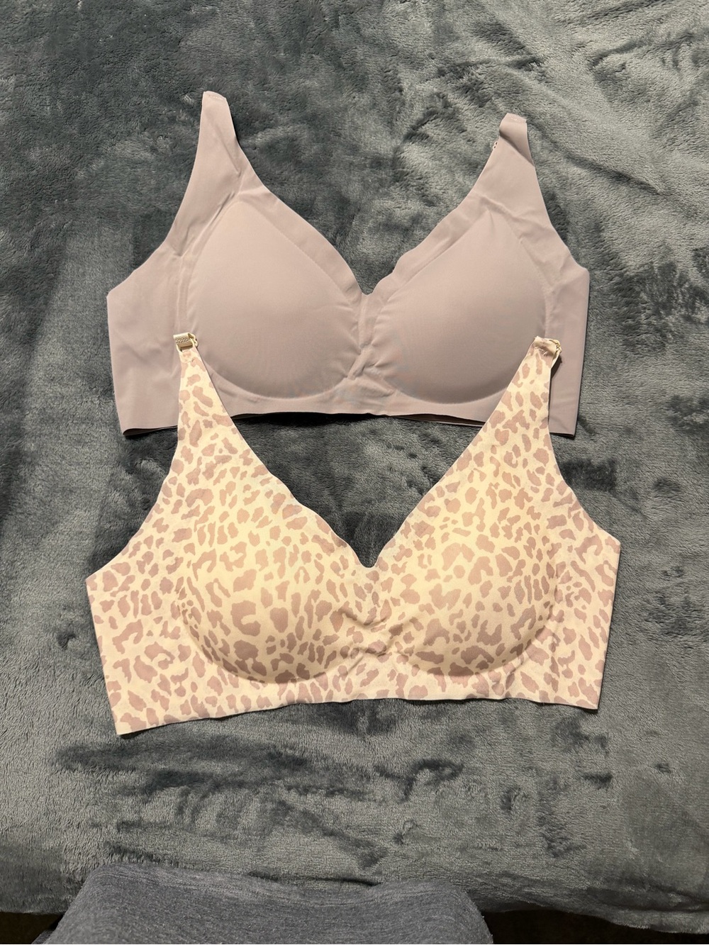 Seamless Wireless Light Taupe & Taupe Animal Print Bras - Women Intimates